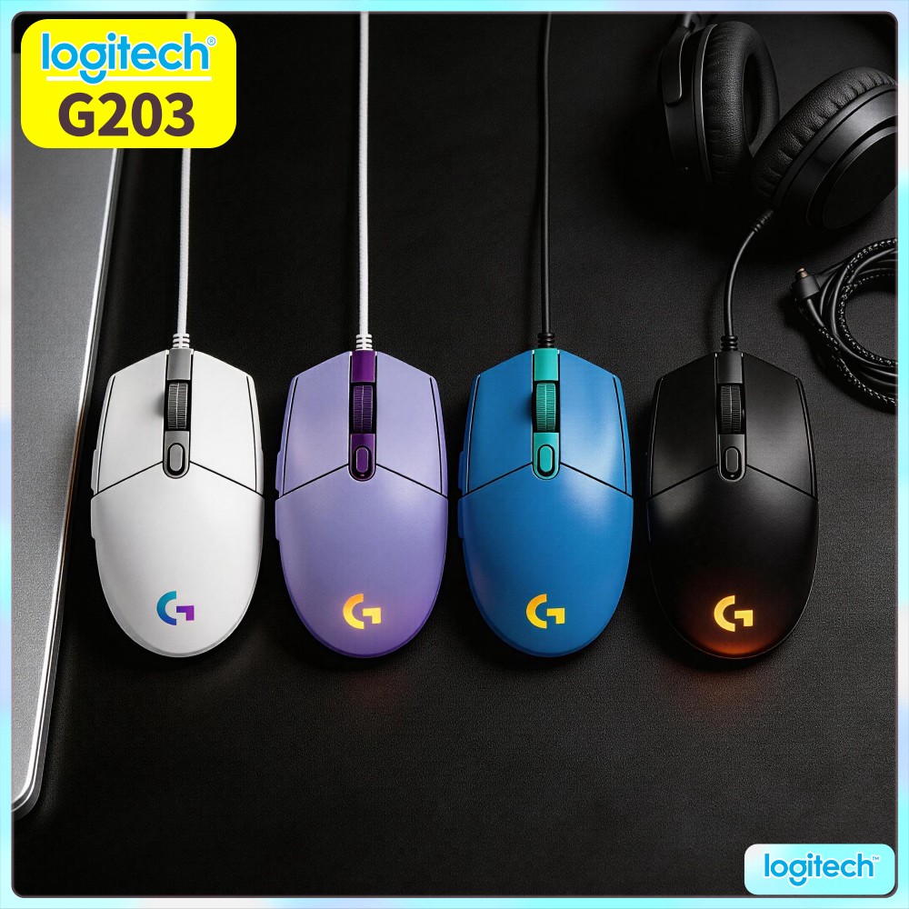 Logitech Mouse G203 - เมาส์เกมมิ่งแบบมีสาย Logitech G203 เหมาะสำหรับการใช้งานในสำนักงาน ไฟ RGB