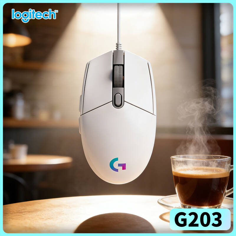 Logitech Mouse G203 - เมาส์เกมมิ่งแบบมีสาย Logitech G203 พร้อมไฟ RGB ความละเอียด