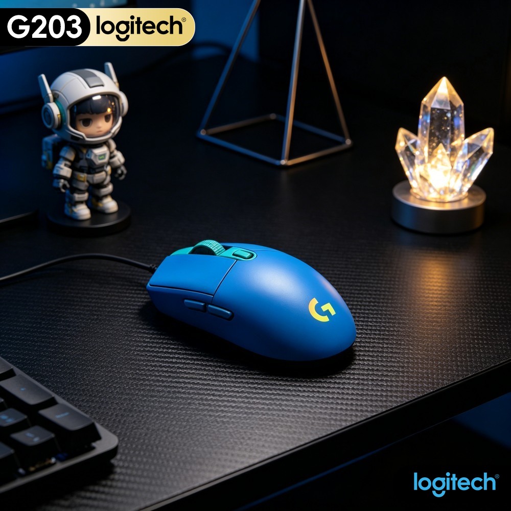 Logitech Mouse G203 - เมาส์เกมมิ่งแบบมีสาย Logitech G203 ใช้งานลื่นไหล ปรับแต่งโหมด RGB