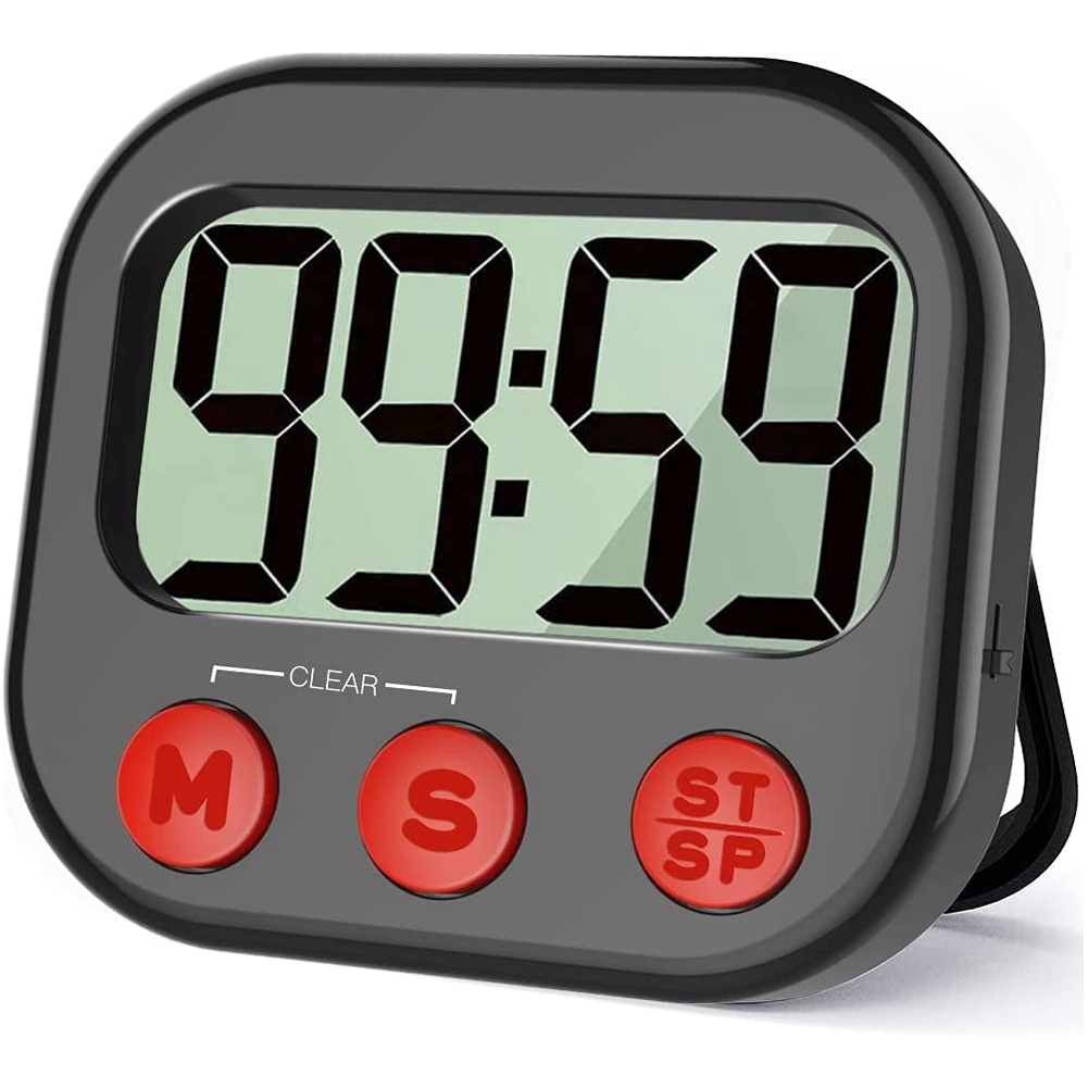Digital Timer Countdown - นาฬิกาจับเวลาแบบแม่เหล็กดิจิตอลจับเวลาถอยหลังตั้งโชว์หน้าจอ LCD ขนาดใหญ่สำหรับทำอาหาร