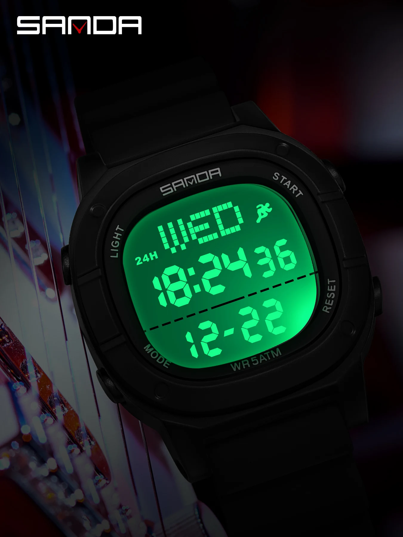SANDA นาฬิกาข้อมือดิจิตอล LED  - Digital Timer Countdown บทวิจารณ์และราคา