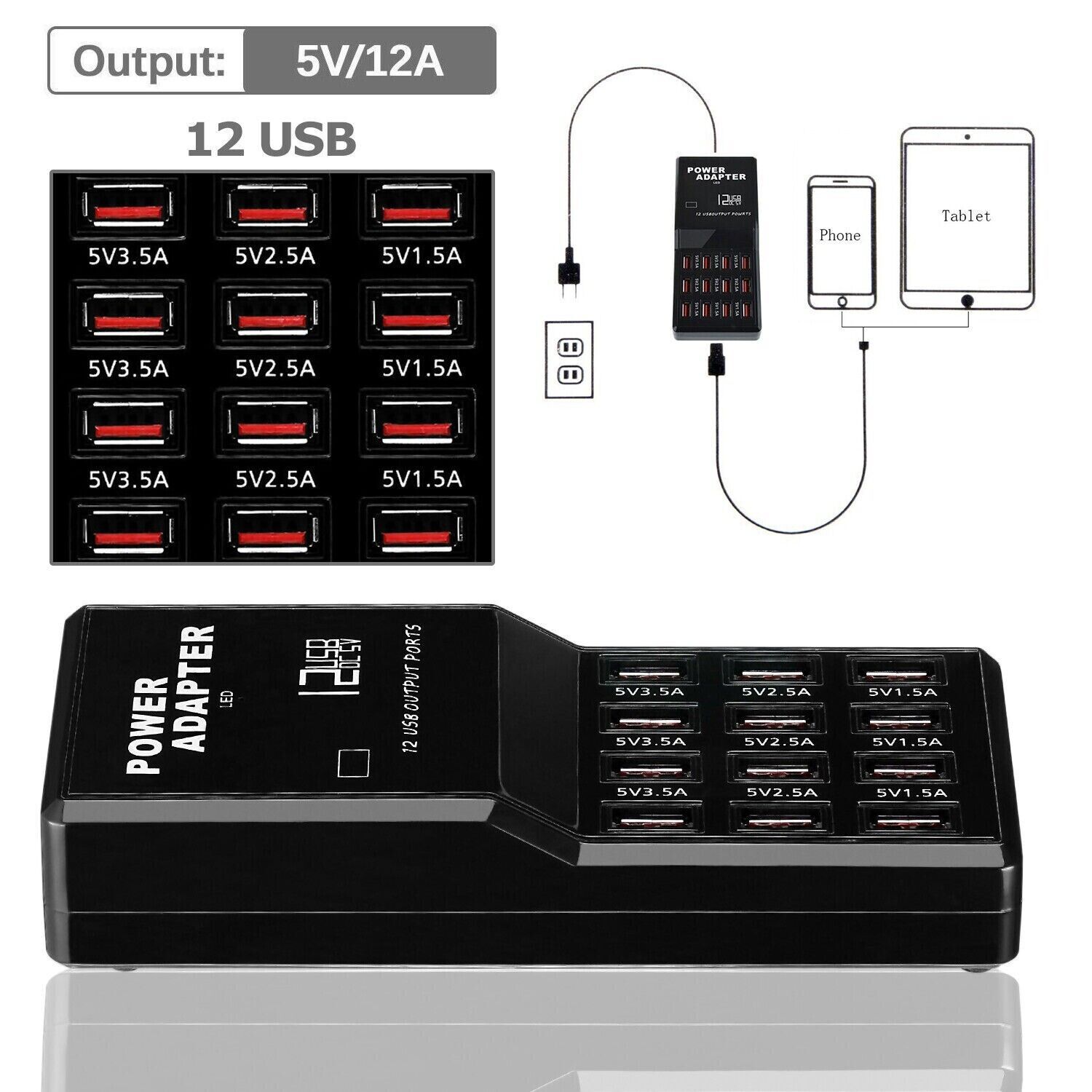 แท่นชาร์จ USB 12 พอร์ตแบบตั้งโ - Multi Port Usb Hub บทวิจารณ์และราคา