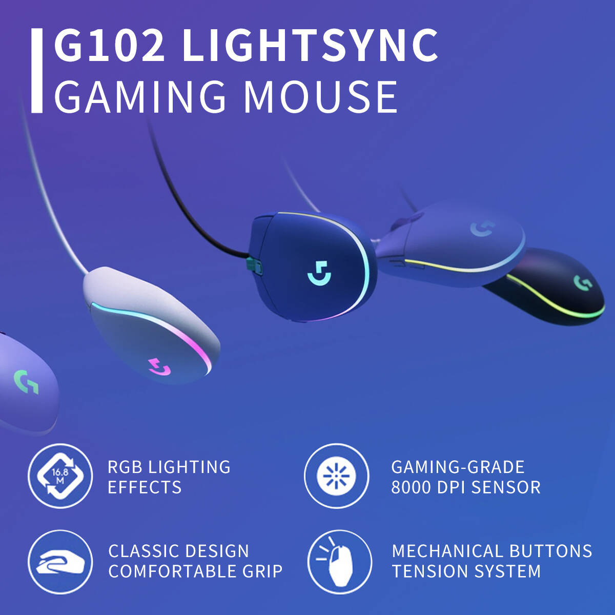 เมาส์เกมมิ่ง Logitech G102 Pro - Logitech Mouse G203 บทวิจารณ์และราคา
