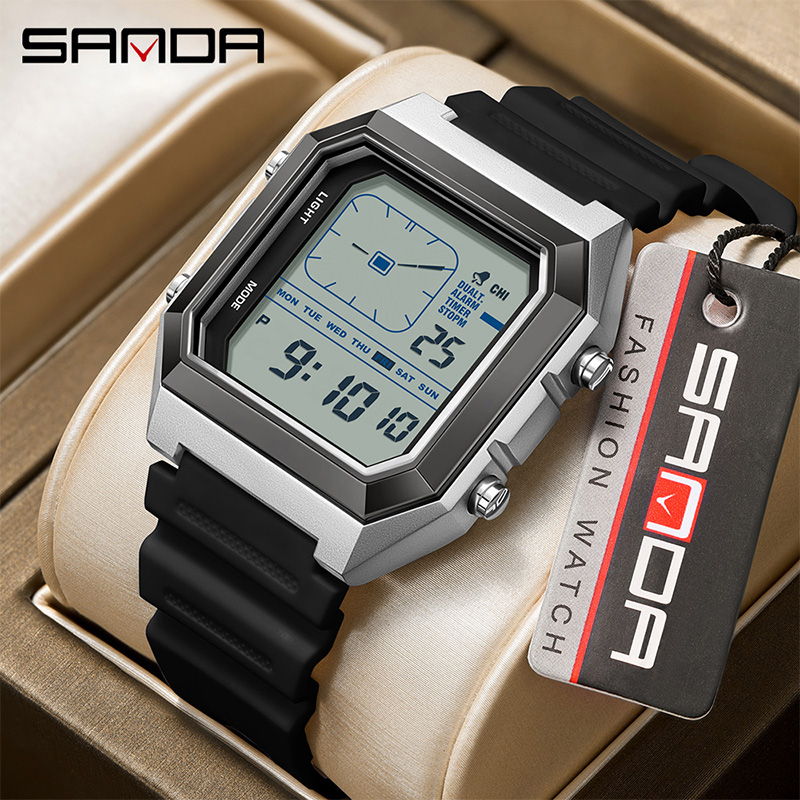 SANDA 6307 ใหม่ผู้ชายดิจิตอลมั - Digital Timer Countdown บทวิจารณ์และราคา