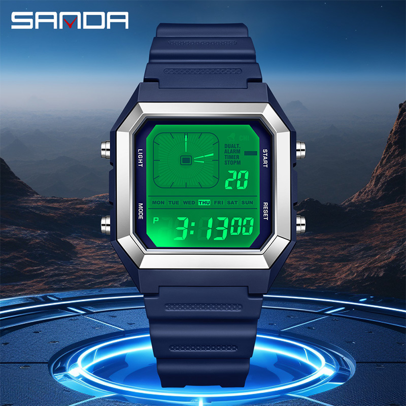 SANDA 6307 ใหม่ผู้ชายดิจิตอลมั - Digital Timer Countdown บทวิจารณ์และราคา